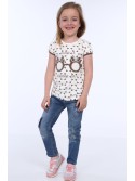 Cream patterned girl\'s blouse NDZ8197 - Online store - Boutique